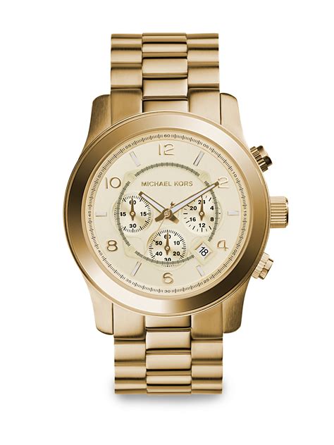 michael kors large runway double glitz watch golden|Oversized Runway Gold.